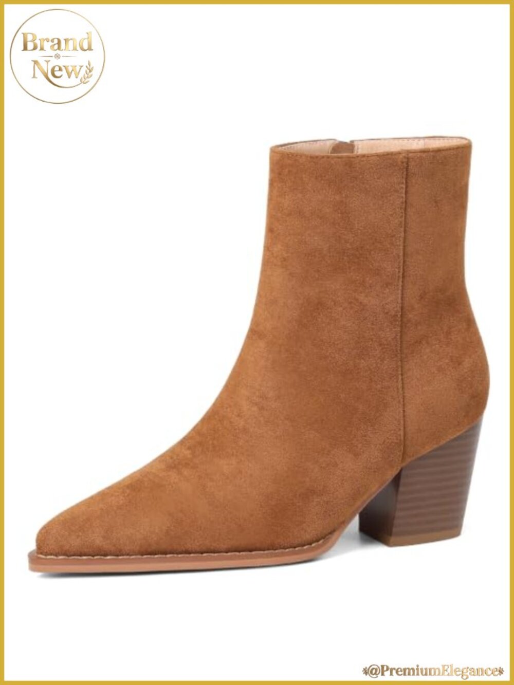 CYNLLIO Faux Suede Ankle Boots Chunky Heel Side Zip Women's Booties